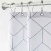 Aimjerry Branco e Cinza Banheiro Banheiro Cortina de chuveiro com 12 71wx71h de alta qualidade à prova d'água e à prova de mofo 041 210402