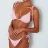 Bandeau Bikini Badmode Dames Speciaal materiaal Eenvoudig Effen Sexy Badpakken Bandage Roze/Geel/Zwart/Wit/Rood/Blauw badpak 220221