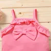 Conjuntos de roupas infantil Baby Girl Roupas sem mangas Sling Tops Bow Romper + Floral Impressão Tutu Saia Outfit Sunsuit Girls Summer
