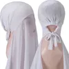 Hijab in chiffon pesante color bolla Solider con corda elastica per cuffia Usa stile Scialli musulmani gratuiti Sciarpa lunga tinta unita