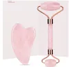 Rose Quartz Guasha Massager Artes e Artesanato Pedra Natural Rolo Facial Massagem Ferramenta Definir Spa Acupuntura De Rosto De Cristal Corpo Rosto Cuidados de Saúde com Box Wll902