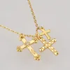 KIKICHICC Gold 925 Sterling Silver Small Three Cross Pendant Charm Long Chain Necklace Fashion Fine Jewelry Gift 220214