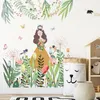 Wall Stickers Little Fresh Girl Flowers Walk Kid's Room Bedroom Living Home Decoration Art Self-adhesive Paper