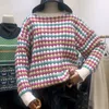 Högkvalitativ Pullover Stickad tröja Kvinnor Vinter Loose Stora Toppar Striped Dots Chick Jumper Pull Femme Hiver 210514