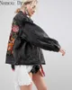 Oversized multi floral Embroidered Denim Jacket outwear bohemian casual chic jacket coat women winter 210429