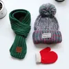 hatt + pojkar tjejer höst och vinter hattar halsduk handskar tredelade barn barns huvud lock för att hålla varma