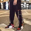 Men Hip Cargo Pants Streetwear Sweatpants 2021 Autumn Winter Tactical Pockets Ribbon Harajuku Joggers Track Trousers Men's