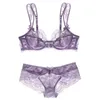 VarsBaby Ultra-Thin Transparent Stor Storlek Underkläder Sexig Blom Bra + Panty Set 211021