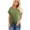 Nicea Forever Lato FSHION Women Casual Pure Color Koszulki z węzeł Luźne Trójnik Topy T052 210419