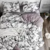 Bedroom Bedding (2/3 Piece Set) White Marble Pattern Printed Quilt Duvet cover and Pillowcase, & Pillowcase (no Sheets)