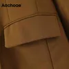 Aachoae Frauen Solid Casual Zweireiher Anzug Blazer Damen Büro Tragen Langarm Blazer Kerb Kragen Taschen Jacken 210413