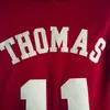 Mens 1981 Vintage Indiana Hoosiers Isiah Thomas 11 대학 농구 저지 홈 레드 스티치 셔츠 S-XXL