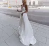 Satin A Line Bröllopsklänningar Strand Spaghetti Straps V Neck Brudklänningar 2022 Abito da Sposa Backless Vestido de Noiva Mariage