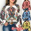Womens Crew Neck Spring Printed Blouse Luxury Floral Blouses Summer Fashion Designer Shirts Top Long Sleeved Shirt S-5XL High quality