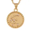 12 Zodiac Sign Necklace gold chain Copper Libra Crystal coin Pendants Charm Star Sign Choker Astrology Necklaces for women fashion jewelry will and sandy