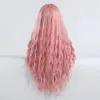 黒人女性のための前髪の合成ウィッグ付きロングウェーブピンクのコスプレウィッグカラフルな繊維髪のかつら高温要因直接
