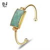 Bojiu Natural Stone Golden Bangles for Women Fashion Labradorite Sodalite Ite Open Cuff Bracelets Femme Jewelry Gift Br026 Q0717