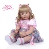 60cm Reborn Toddler Baby Girl Doll med Long Curly Blonde Hair Doll Brinquedos Limited Collection Födelsedagspresent Q0910