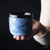 Ceramic cup Wave Pattern MugUnder Glazed Painted Bowl Traditional Vintage Cup Handmade 80 and 200ml