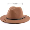 Chapéus de aba larga Mulheres do Panamá sentiram chapéu de jazz Outback Men Cowboy Wool Fedora Winter Cap Gambler Trend Gambler Whole266k