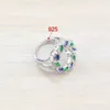 Ensemble de bijoux pour femmes, Unique, bleu vert, zircone cubique, couleur argent, taille de bague 6/7/8/9/10, boîte cadeau gratuite T294 H1022