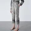 Mxtin 2021 donne primavera moda casual stampa pantaloni dritti vintage a vita alta tasche ufficio signora donna pantaloni caviglia mujer Q0801
