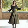 Vintage England Style Elegant Knitted Two Piece Women Sets 2 Pieces Sweater Corset Lace-up High Waisted Maxi Skirt Matching Set 210506