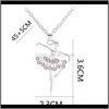 Pendentifs Drop Delivery 2021 30 Pcs Mère Cadeau Caractère Fille Danse Ballet Sports Pendentif Collier Simple Frais Rose Zircon Clavicule Chaîne