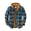 Men039s Jackets Casual Sports Hooded Fake Twopiece Plaid Jacket Sweatshirts Flannel Shirts Coat European And American3912159