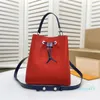 Drawstring Bucket Shoulder Bags Handbags Purses High Quality Crossbody Bag Water Ripple Cowhide Top Handle Detachable Drawstring Closure