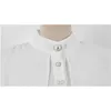Negócio 2 peças das mulheres outono branco cabo de manga comprida camisa de blusa de pérola + preto split lápis bodycon saia terno conjunto 210416