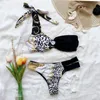 Schulter Leopard Bikinis Designer Luxus gepolsterte Frauen Push Up Swimsuits Outdoor Beach Tourismusurlaub MUSS BANDAGE Einteilige Badebekleidung
