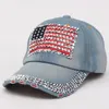 Bandera americana retro vaquero sombrero de moda diseñador diamante tachonado tachonado pico tapa ajustable al aire libre viaje sombreros