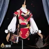 Anime Game Genshin Impact Yanfei Game Suit Aestheticism Uniform Yan Fei Cosplay Costume Halloween Party Outfit For Women dress Y0903