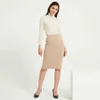 Wixra Womens Knitted Straight Skirts Solid Basic Ladies High Waist Knee-length Skirt Streetwear Autumn Winter 210629