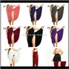 Casual Womens Apparel Drop Delivery 2021 S5Xl Women Bikini Cover Up Wrap Solid Color Beach Maxi Sexy Backless Slip Dresses Gallus Dress Beach