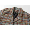 格子縞の特大のスーツのジャケット男性秋の街路服の男性のジャケット男の服210603