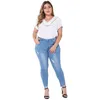 Женские джинсы Женские женские либержог плюс размеры женщин эластичная джинсовая джинсовая карандаш отверсти