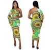 Europese en Amerikaanse vrouwenjurk Bohemian Style Digital Printing Single-mouw Dames Rok