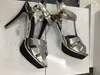 Fas hion Sexy PVC helle Farbe Damen Sandalen Modedesigner 10 cm Metallschnalle Leder High Heels Damenschuhe 35-42