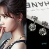 Eenvoudige hangende strikoorbellen vrouwelijkheid Korea zoete bal strass oorbellen sieraden.
