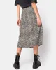 Women Summer Split Leopard Skirts Green Fashion Long Skirt Sexy Streetwear Loose Lady Clothes Black Mid Calf 210629