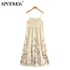 Women Fashion Floral Embroidery Ruffled Linen Midi Dress Vintage Backless Thin Straps Female Dresses Vestidos 210416