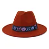 페도라 모자 양모 남성 / 여성 새로운 톱 펠트 모자 가을 겨울 와이드 브림 교회 파나마 솜브레로 재즈 모자