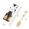 Party Favor 2PC / Set Kawa łyżka Teaspoon Souvenir Souvenir Bridal Walentynki Baby Shower Chrzest Chrzciel