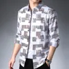 Marka swobodna wiosenna luksusowa kratą długie rękaw Slim Fit Men Shirt Streetwear Sukienka społeczna koszule męskie koszulki 2306 220215