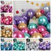 12 pouces Métallique Couleurs Ballon Or Argent Vert Violet Perle Latex Ballons Hélium Air Boules De Noël Fête D'anniversaire Décor