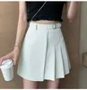 ラインプラスサイズの夏の短いスカート韓国のスカート女性ミニハイハイウエストスクール女の子ソリッドビンテージスケリープリーツ210619