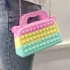 Fidget Bubble Popper Bag Rainbow Solid Colors Bolsa para crianças Festa de Natal Puss