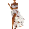 Femmes hors épaule imprimé fleuri Boho robe mode plage robes d'été dames sans bretelles en mousseline de soie longue Maxi robe Vestidos XS-5XL 210416
